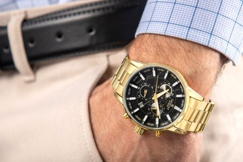 Zegarek Męski Giewont Chronograph Sapphire Złoto Czarny GW4580-B4 Giewont