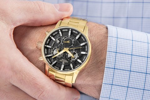 Zegarek Męski Giewont Chronograph Sapphire Złoto Czarny GW4580-B4 Giewont