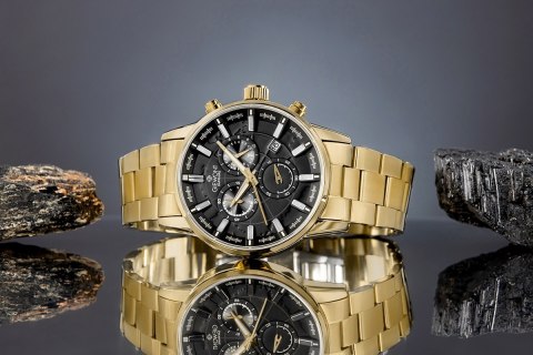 Zegarek Męski Giewont Chronograph Sapphire Złoto Czarny GW4580-B4 Giewont