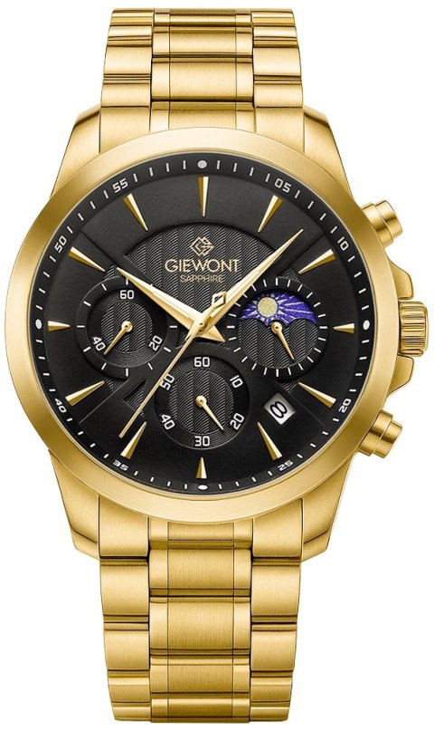 Zegarek Męski Giewont Chronograph Sapphire Złoto Czarny GW9460-B4 Giewont