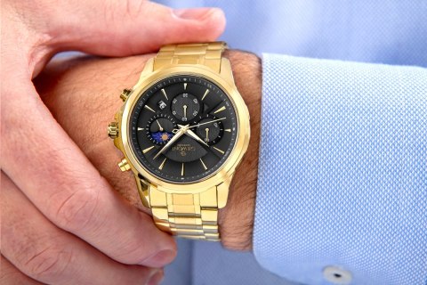 Zegarek Męski Giewont Chronograph Sapphire Złoto Czarny GW9460-B4 Giewont