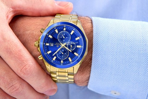 Zegarek Męski Giewont Chronograph Sapphire Złoto Niebieski GW7290-B6 Giewont