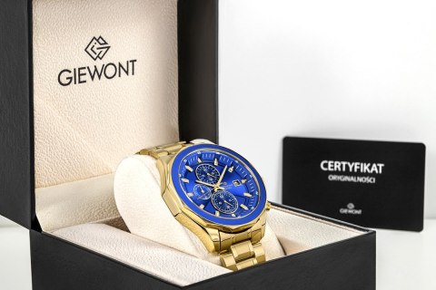 Zegarek Męski Giewont Chronograph Sapphire Złoto Niebieski GW7290-B6 Giewont