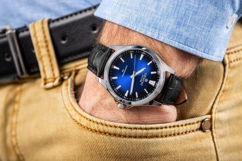 Zegarek Męski Giewont Elegance Sapphire Czarno Niebieski GW5160-A6 Giewont