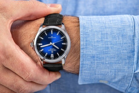 Zegarek Męski Giewont Elegance Sapphire Czarno Niebieski GW5160-A6 Giewont