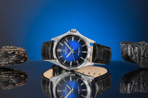 Zegarek Męski Giewont Elegance Sapphire Czarno Niebieski GW5160-A6 Giewont