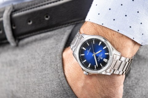Zegarek Męski Giewont Elegance Sapphire Srebrno Niebieski GW5160-B3 Giewont