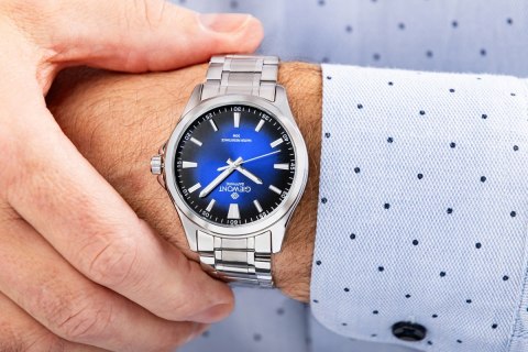 Zegarek Męski Giewont Elegance Sapphire Srebrno Niebieski GW5160-B3 Giewont