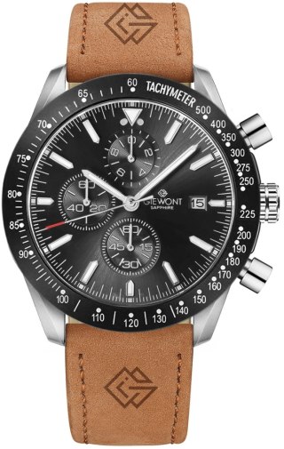 Zegarek Męski Giewont Chronograph Sapphire Brązowo Czarny GW8720-A1 Giewont