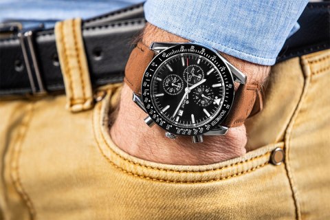 Zegarek Męski Giewont Chronograph Sapphire Brązowo Czarny GW8720-A1 Giewont