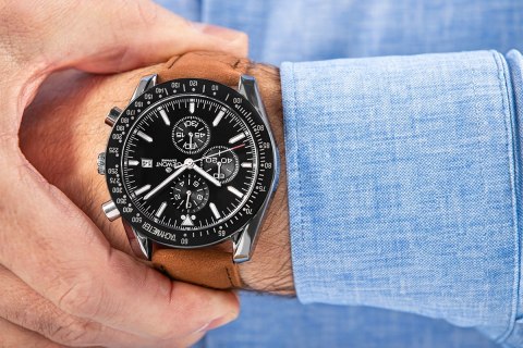 Zegarek Męski Giewont Chronograph Sapphire Brązowo Czarny GW8720-A1 Giewont