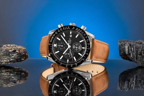 Zegarek Męski Giewont Chronograph Sapphire Brązowo Czarny GW8720-A1 Giewont