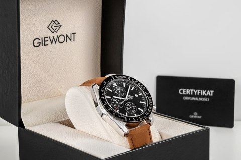 Zegarek Męski Giewont Chronograph Sapphire Brązowo Czarny GW8720-A1 Giewont