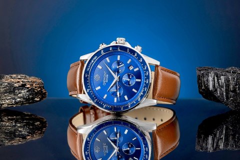 Zegarek Męski Giewont Chronograph Sapphire Brązowo Niebieski GW3520-A5 Giewont