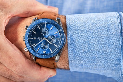 Zegarek Męski Giewont Chronograph Sapphire Brązowo Niebieski GW8720-A2 Giewont