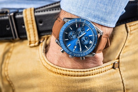 Zegarek Męski Giewont Chronograph Sapphire Brązowo Niebieski GW8720-A2 Giewont
