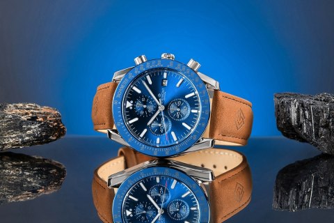 Zegarek Męski Giewont Chronograph Sapphire Brązowo Niebieski GW8720-A2 Giewont