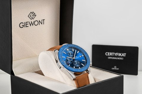 Zegarek Męski Giewont Chronograph Sapphire Brązowo Niebieski GW8720-A2 Giewont
