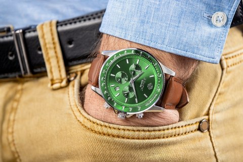 Zegarek Męski Giewont Chronograph Sapphire Brązowo Zielony GW3520-A6 Giewont