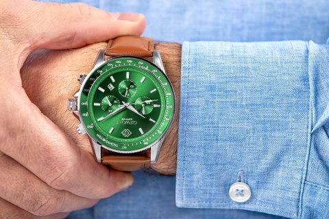Zegarek Męski Giewont Chronograph Sapphire Brązowo Zielony GW3520-A6 Giewont