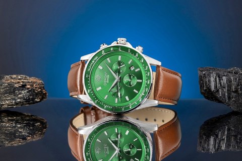 Zegarek Męski Giewont Chronograph Sapphire Brązowo Zielony GW3520-A6 Giewont
