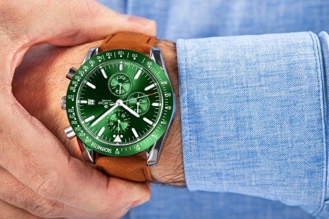 Zegarek Męski Giewont Chronograph Sapphire Brązowo Zielony GW8720-A3 Giewont