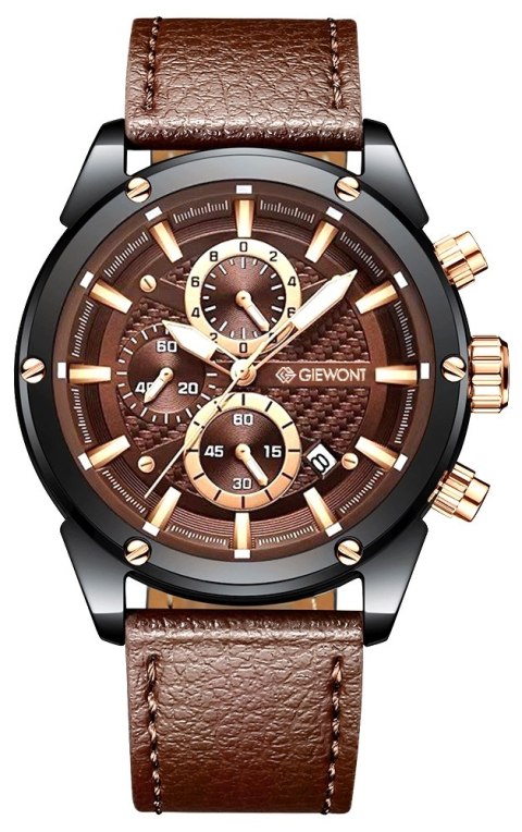 Zegarek Męski Giewont Chronograph Sapphire Czarno Brązowy GW8810-A3 Giewont
