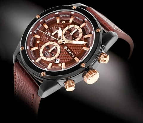 Zegarek Męski Giewont Chronograph Sapphire Czarno Brązowy GW8810-A3 Giewont