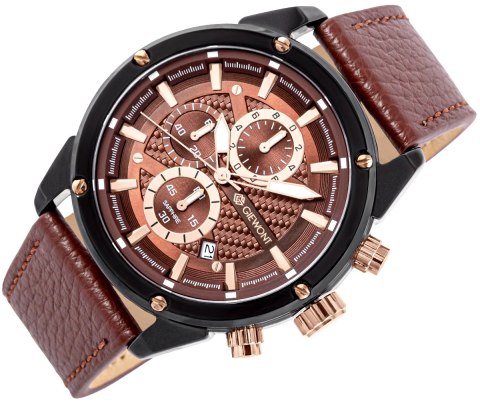 Zegarek Męski Giewont Chronograph Sapphire Czarno Brązowy GW8810-A3 Giewont