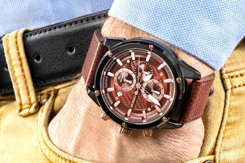 Zegarek Męski Giewont Chronograph Sapphire Czarno Brązowy GW8810-A3 Giewont