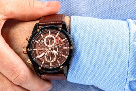 Zegarek Męski Giewont Chronograph Sapphire Czarno Brązowy GW8810-A3 Giewont