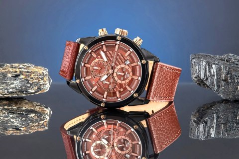 Zegarek Męski Giewont Chronograph Sapphire Czarno Brązowy GW8810-A3 Giewont