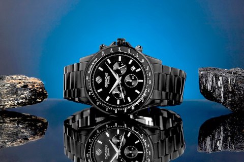 Zegarek Męski Giewont Chronograph Sapphire Czarny GW3520-B1 Giewont