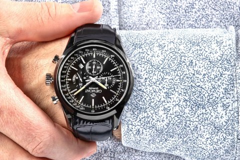 Zegarek Męski Giewont Chronograph Sapphire Czarny GW7650-A4 Giewont