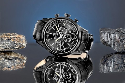 Zegarek Męski Giewont Chronograph Sapphire Czarny GW7650-A4 Giewont