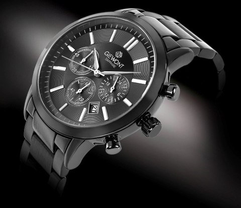 Zegarek Męski Giewont Chronograph Sapphire Czarny GW8510-B2 Giewont