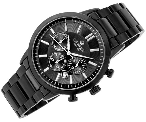 Zegarek Męski Giewont Chronograph Sapphire Czarny GW8510-B2 Giewont