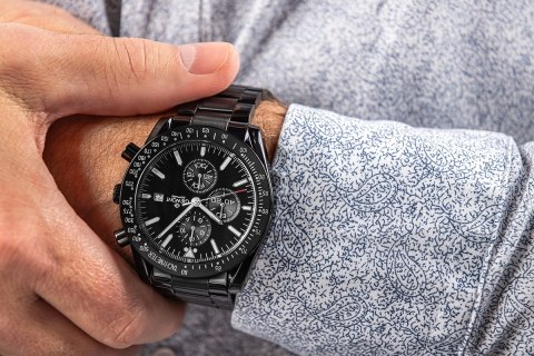Zegarek Męski Giewont Chronograph Sapphire Czarny GW8720-B1 Giewont