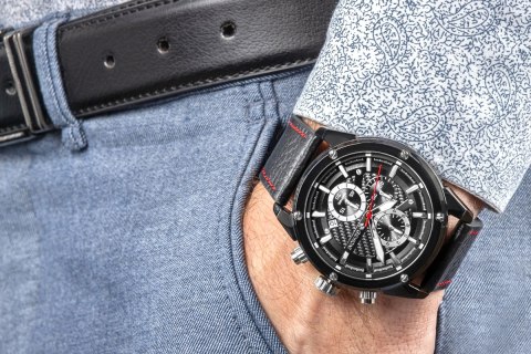 Zegarek Męski Giewont Chronograph Sapphire Czarny GW8810-A1 Giewont