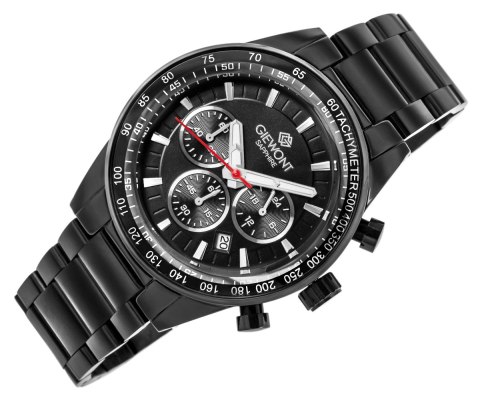 Zegarek Męski Giewont Chronograph Sapphire Czarny GW9140-B2 Giewont