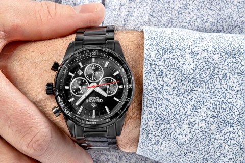 Zegarek Męski Giewont Chronograph Sapphire Czarny GW9140-B2 Giewont