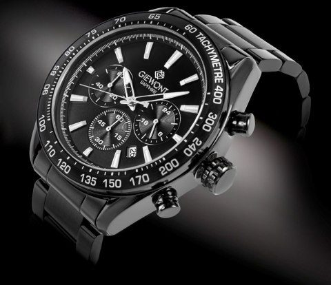 Zegarek Męski Giewont Chronograph Sapphire Czarny GW9580-B2 Giewont