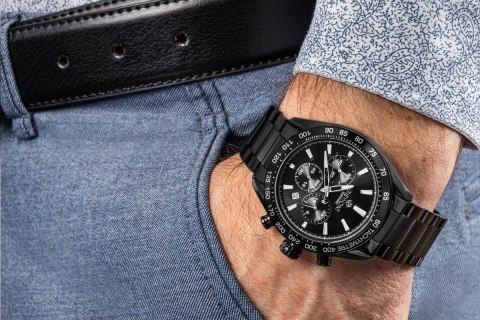 Zegarek Męski Giewont Chronograph Sapphire Czarny GW9580-B2 Giewont