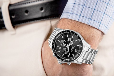 Zegarek Męski Giewont Chronograph Sapphire Srebrno Czarny GW3520-B2 Giewont