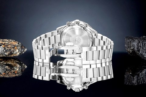 Zegarek Męski Giewont Chronograph Sapphire Srebrno Czarny GW3520-B2 Giewont