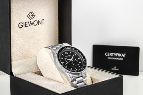Zegarek Męski Giewont Chronograph Sapphire Srebrno Czarny GW3520-B2 Giewont