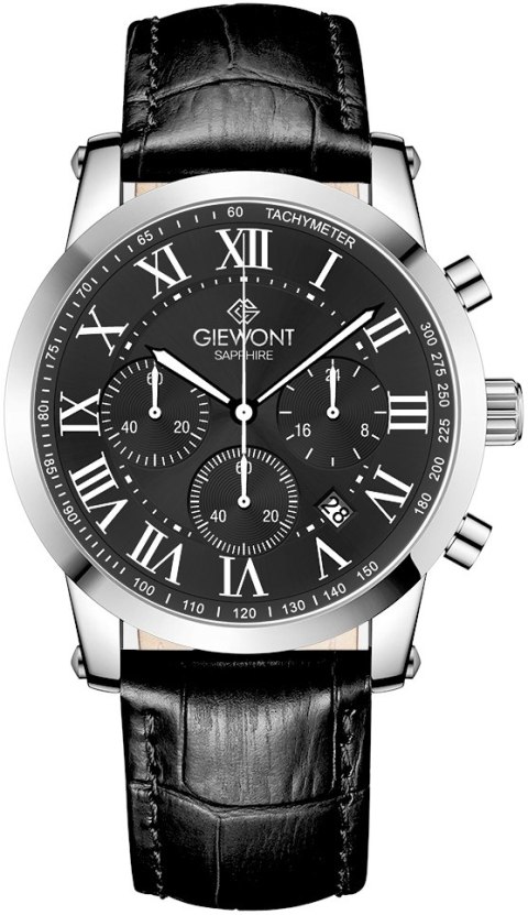 Zegarek Męski Giewont Chronograph Sapphire Srebrno Czarny GW6260-A2 Giewont