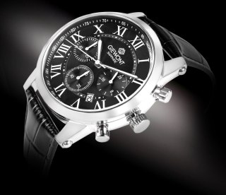 Zegarek Męski Giewont Chronograph Sapphire Srebrno Czarny GW6260-A2 Giewont