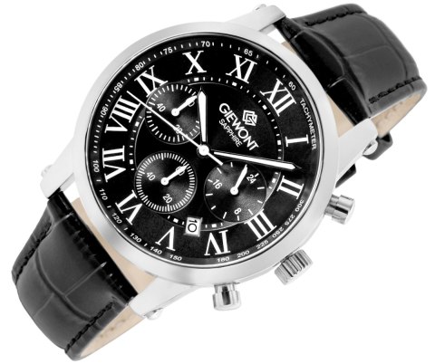 Zegarek Męski Giewont Chronograph Sapphire Srebrno Czarny GW6260-A2 Giewont