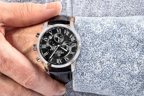 Zegarek Męski Giewont Chronograph Sapphire Srebrno Czarny GW6260-A2 Giewont